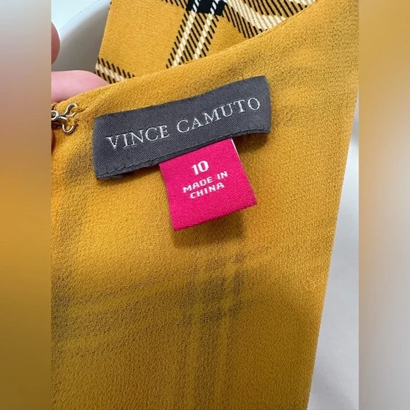 Vince Camuto - Women's Sleeveless V-Neck Highland Plaid Belted Dress (Size 10) - Picture 6 of 9